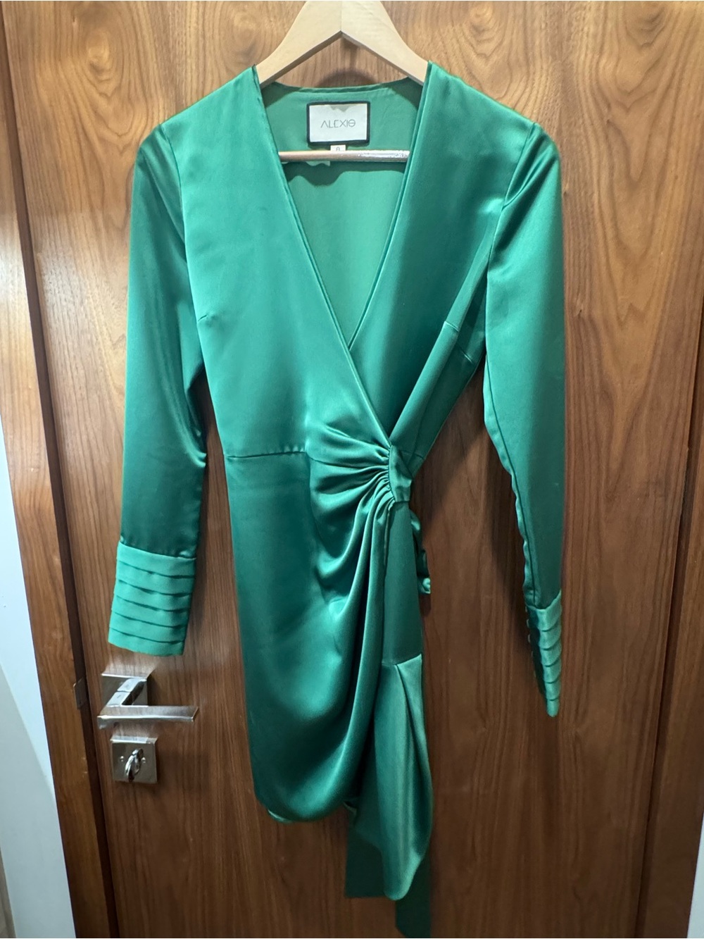AlexisEmerald Green Satin Wrap Dress